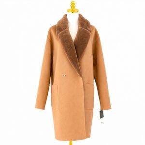 NWT Trina Turk Dawn Coat – Camel Wool Blend with Faux Shearling Collar